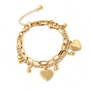 Stainless steel Gold and Silver Heart Charm Bracelets